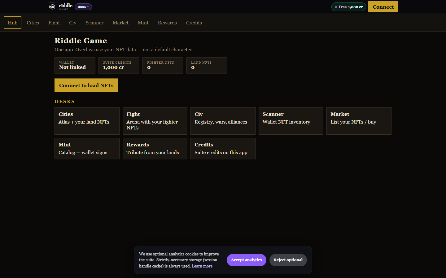 Live production screenshot of Riddle Game